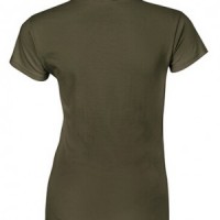 SKT038 olive green 106 short sleeved women' s round neck collar t shirt 76000L round collar tee supply tailor make tee shirts Hong Kong company tee price side view